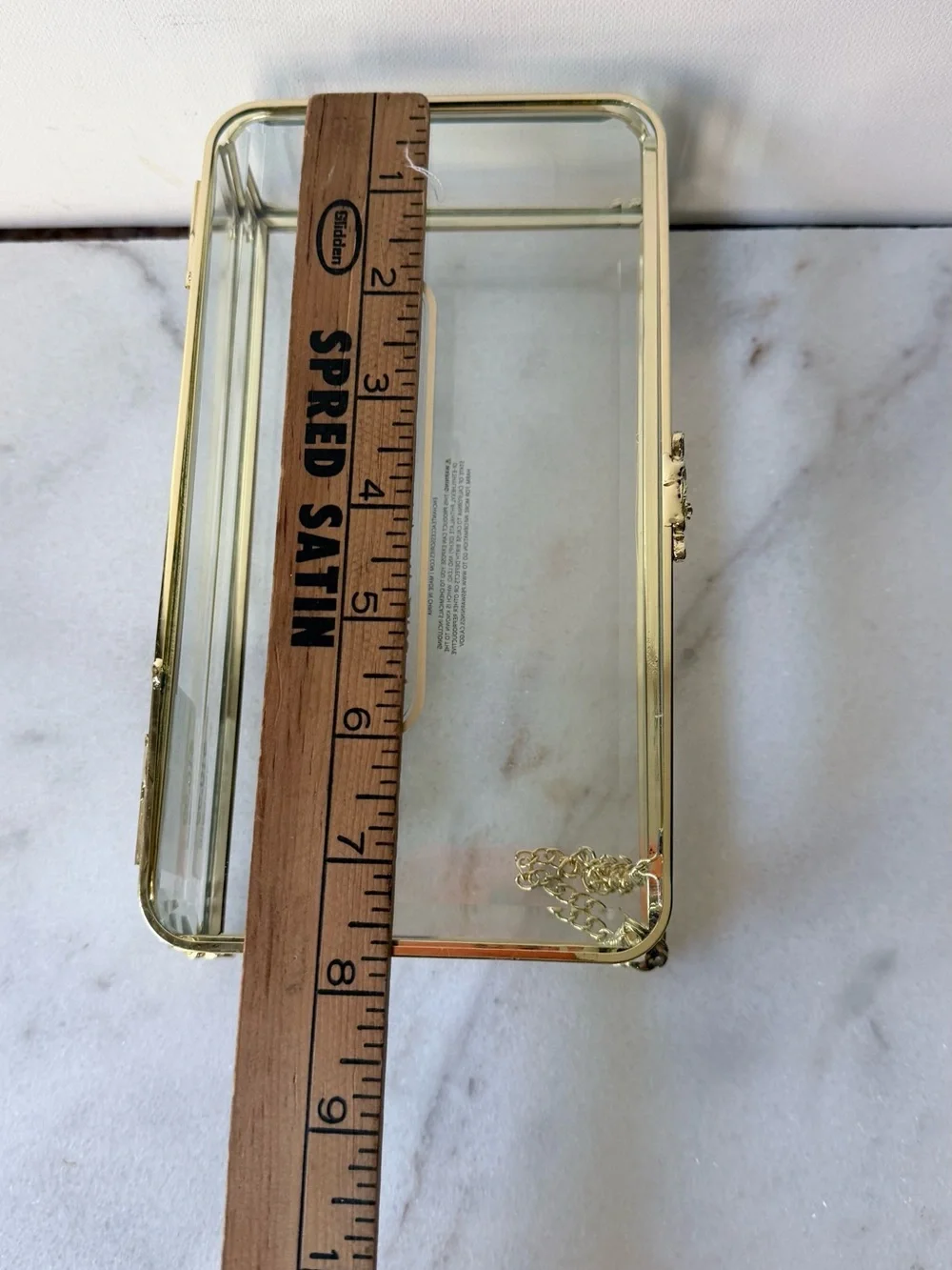 Glass Jewelry Display Box with Gold Frame vintage style